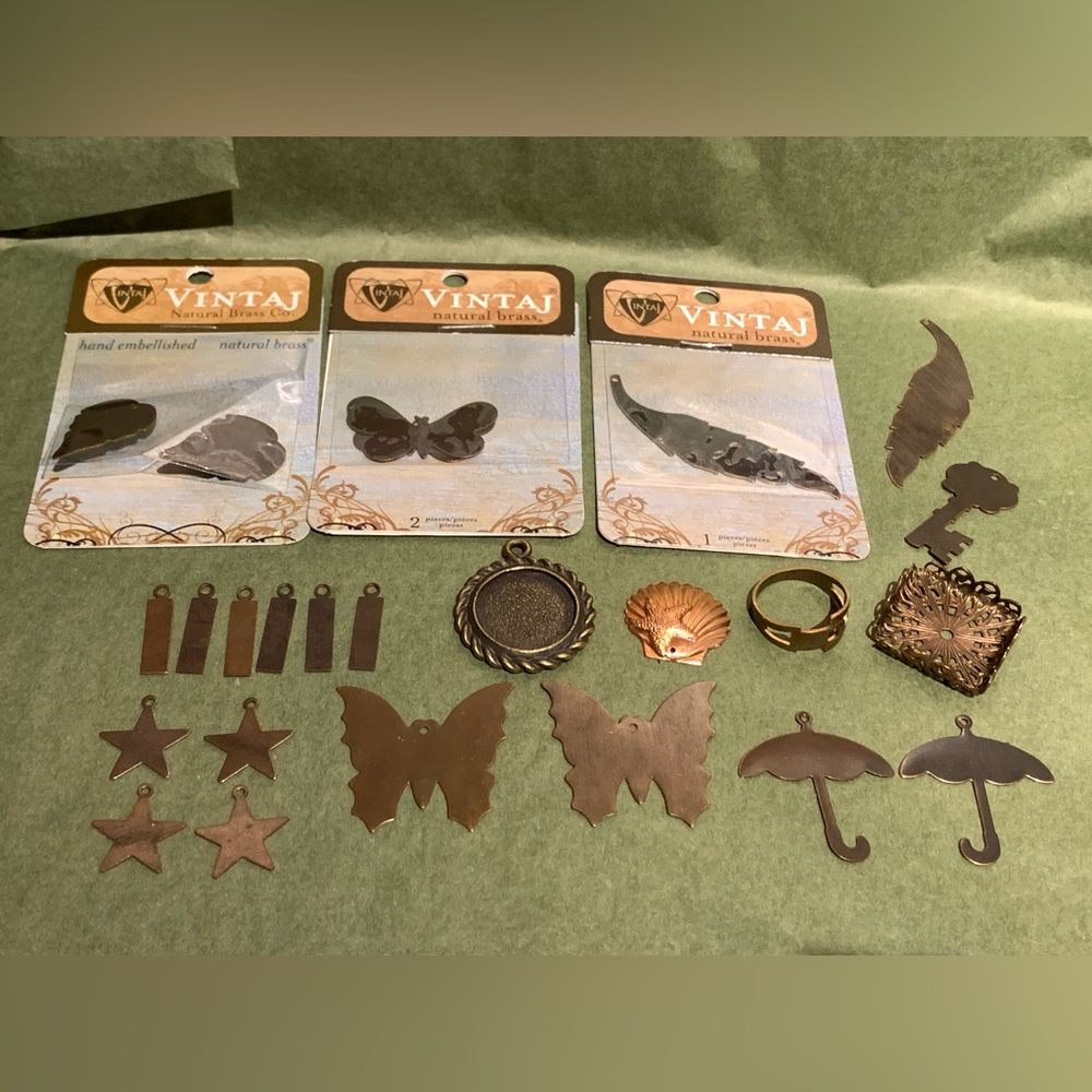 Various jewelry making supplies, Vintaj brass blanks etc, LOT 5